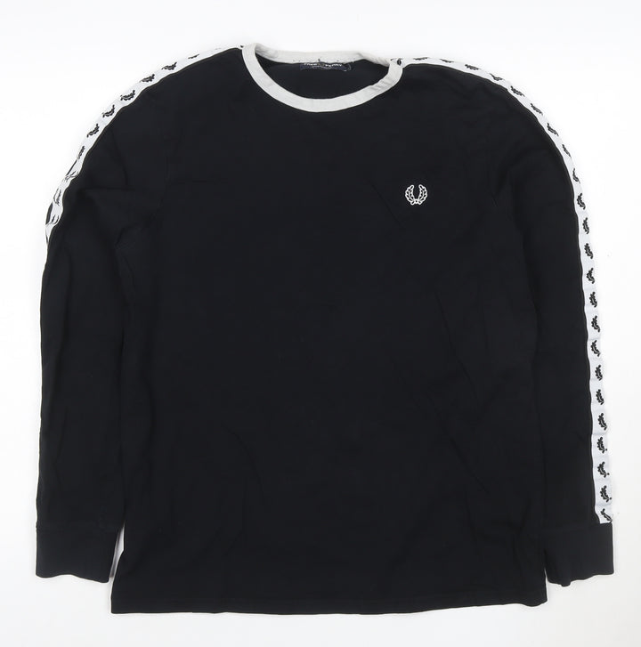 Fred Perry Men’s Black Long Sleeve Crew Neck Sports T-Shirt L
