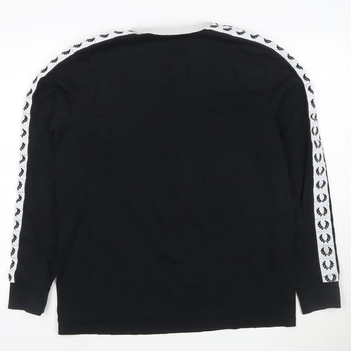 Fred Perry Men’s Black Long Sleeve Crew Neck Sports T-Shirt L