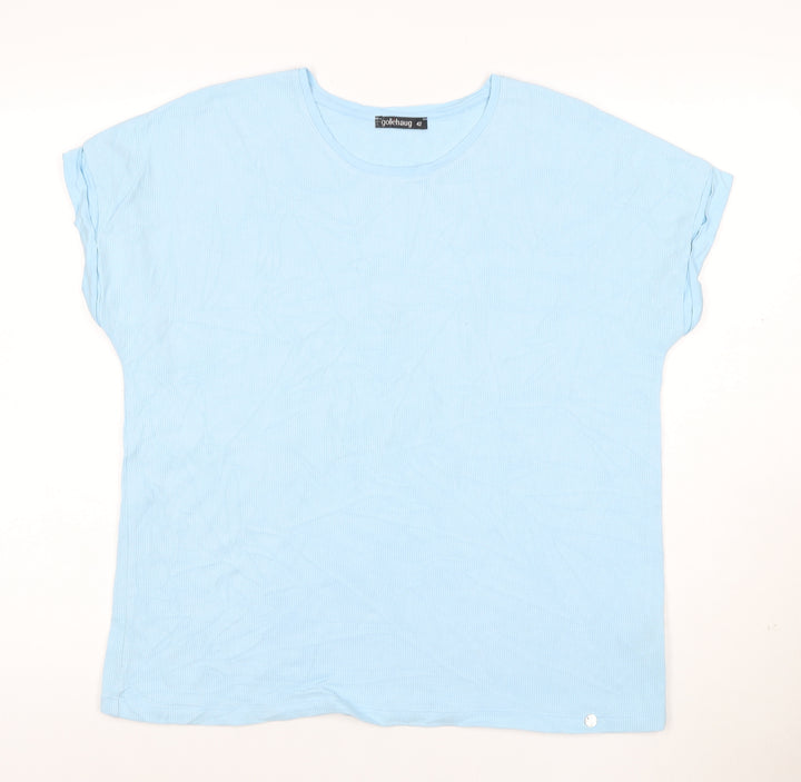 Gollehaug Women’s Blue Cotton Elastane Short Sleeve T-Shirt Size 14