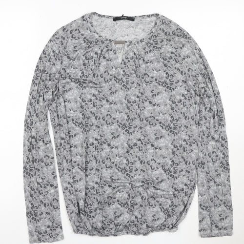 George Women’s Grey Animal Print Long Sleeve T-Shirt Size 8