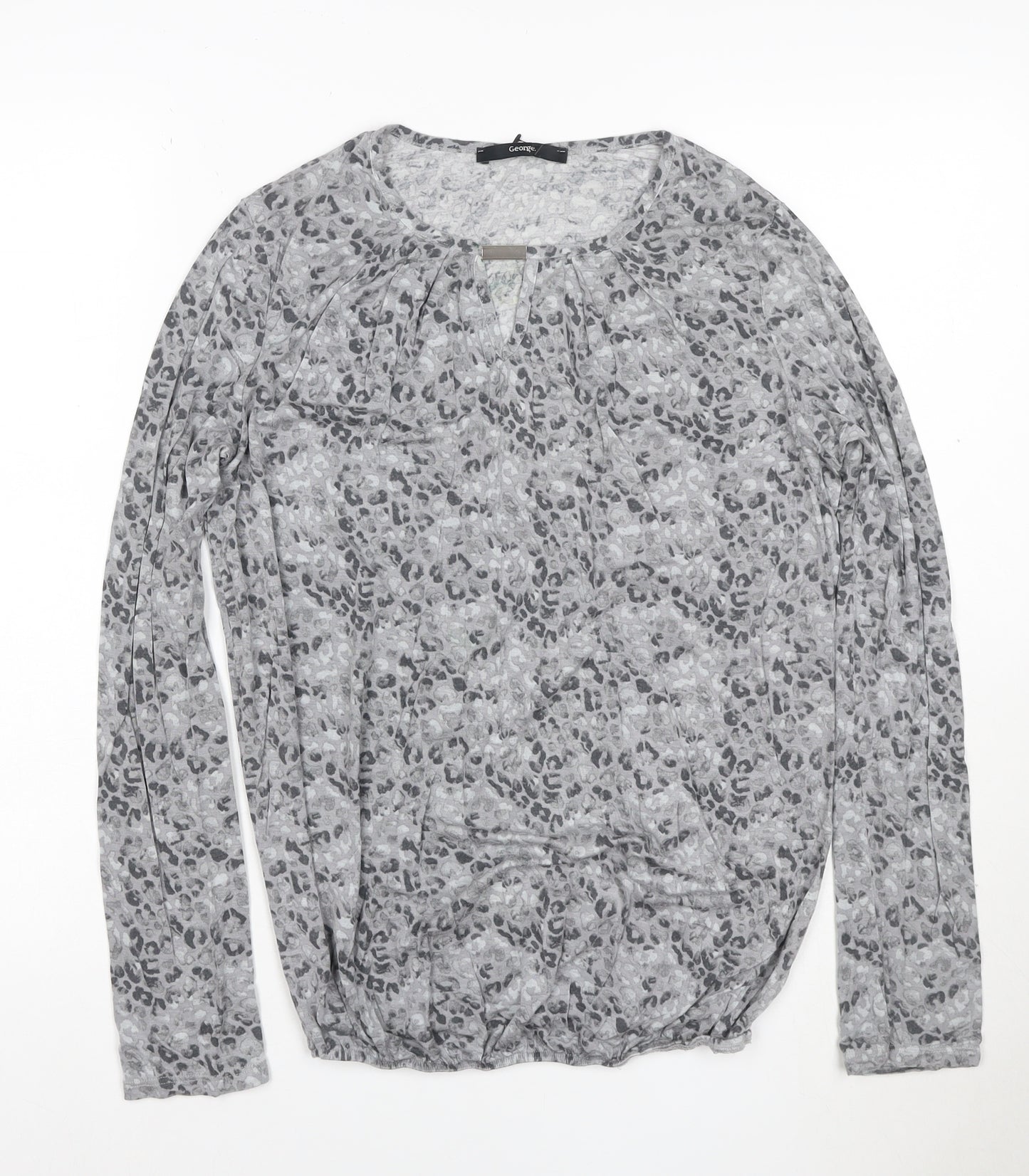 George Women’s Grey Animal Print Long Sleeve T-Shirt Size 8