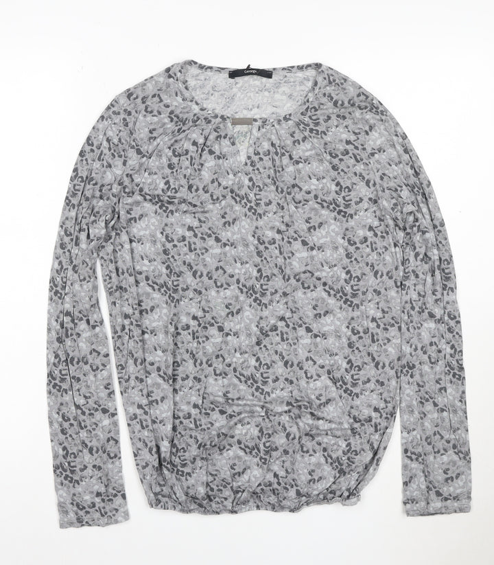 George Women’s Grey Animal Print Long Sleeve T-Shirt Size 8