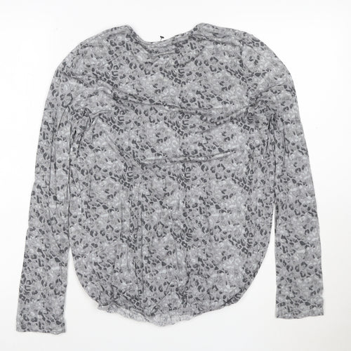George Women’s Grey Animal Print Long Sleeve T-Shirt Size 8