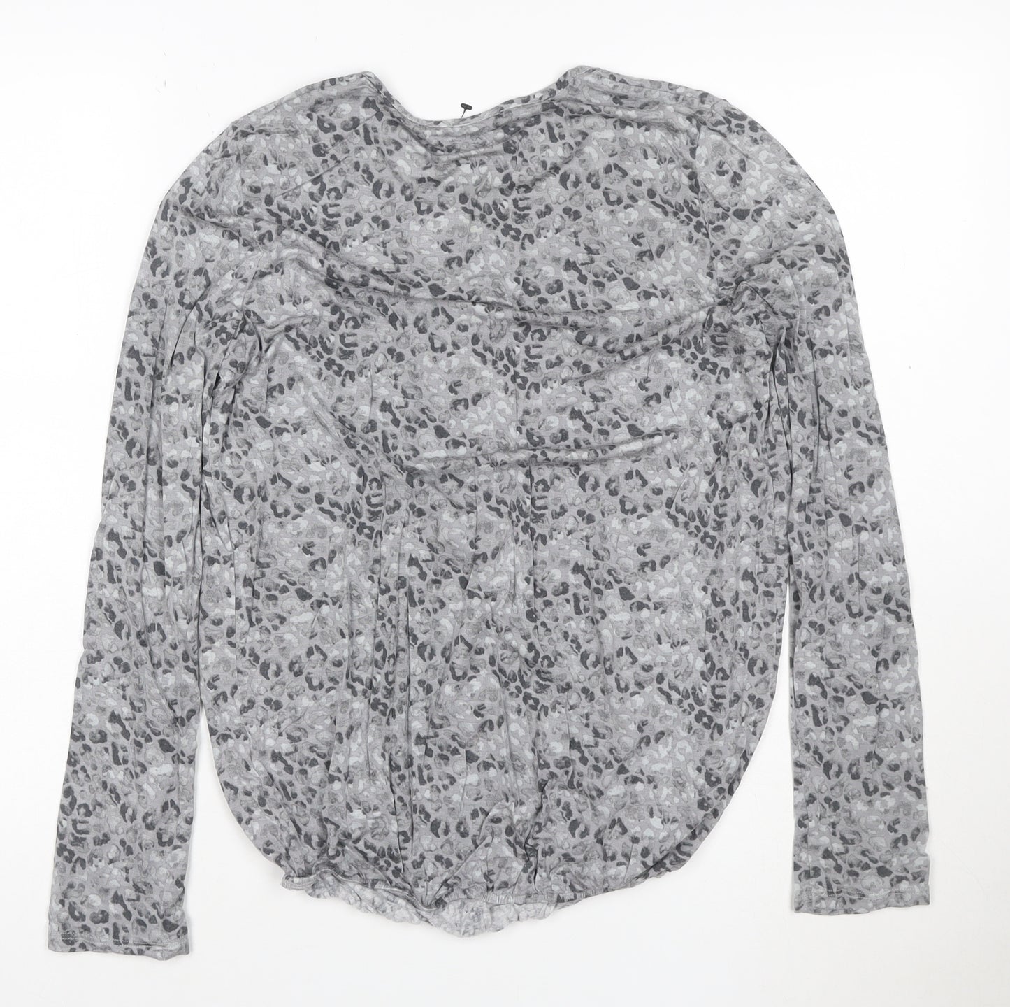 George Women’s Grey Animal Print Long Sleeve T-Shirt Size 8