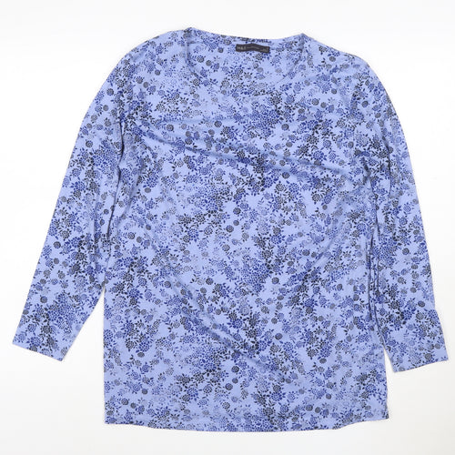 Marks and Spencer Womens Blue Floral Long Sleeve Jersey Top Size 10