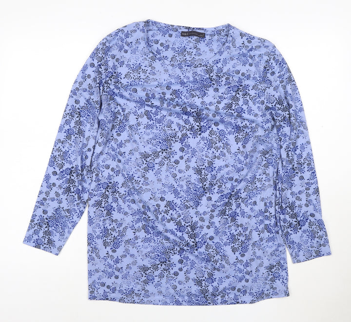 Marks and Spencer Womens Blue Floral Long Sleeve Jersey Top Size 10