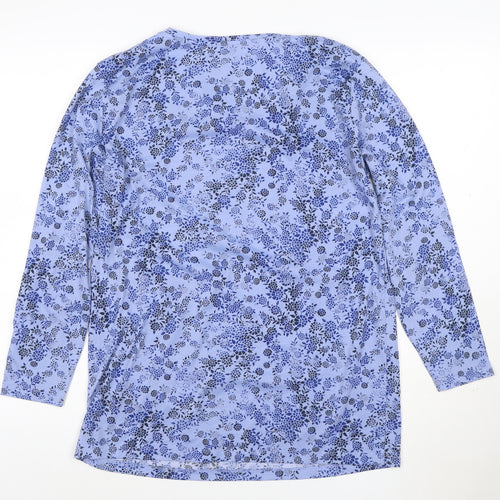 Marks and Spencer Womens Blue Floral Long Sleeve Jersey Top Size 10
