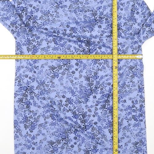 Marks and Spencer Womens Blue Floral Long Sleeve Jersey Top Size 10