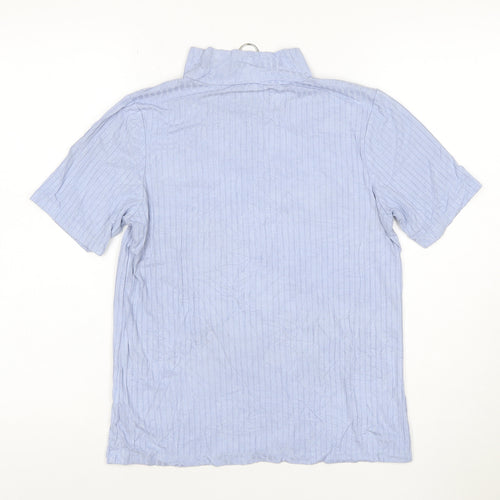 Select Women’s Blue Striped Short Sleeve High Neck Zip T-Shirt Size 14