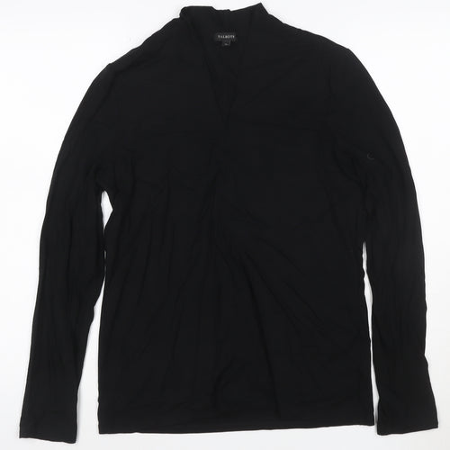 Talbots Women Black Long Sleeve V-Neck Rayon Stretch Blouse Medium
