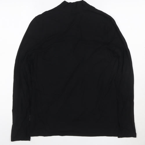 Talbots Women Black Long Sleeve V-Neck Rayon Stretch Blouse Medium