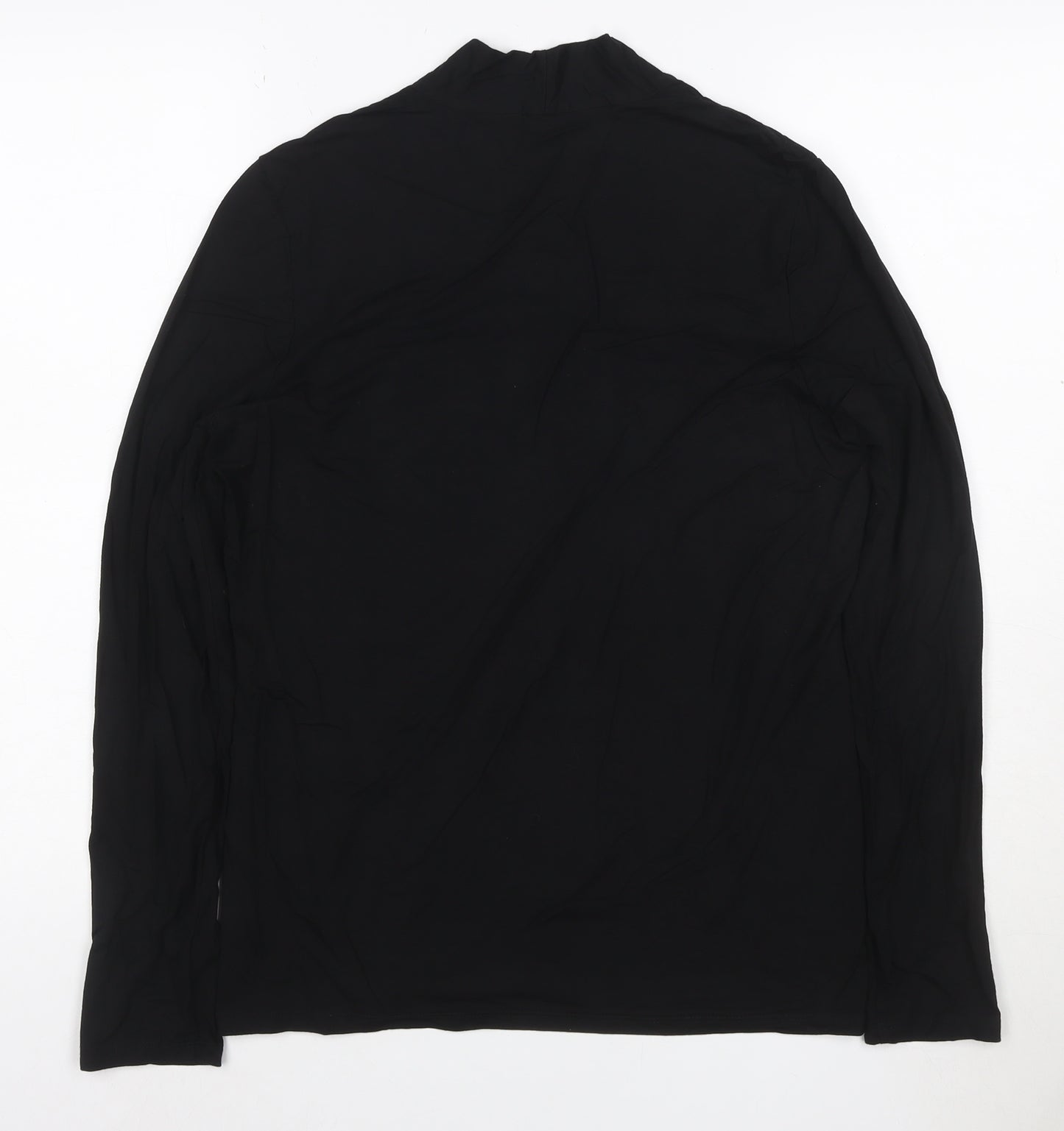 Talbots Women Black Long Sleeve V-Neck Rayon Stretch Blouse Medium