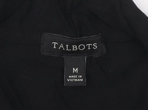 Talbots Women Black Long Sleeve V-Neck Rayon Stretch Blouse Medium