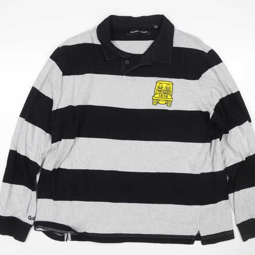 Lyle & Scott x Golfickers Black Grey Striped Rugby Polo XXL