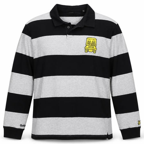 Lyle & Scott x Golfickers Black Grey Striped Rugby Polo XXL