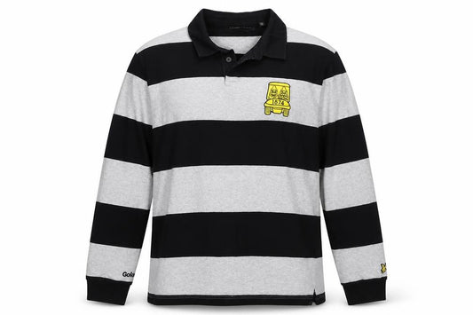 Lyle & Scott x Golfickers Black Grey Striped Rugby Polo XXL