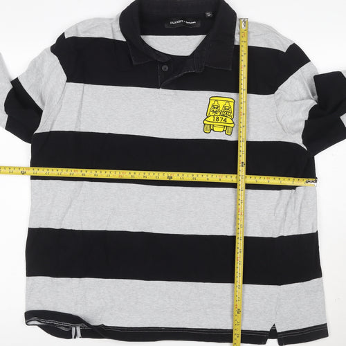 Lyle & Scott x Golfickers Black Grey Striped Rugby Polo XXL