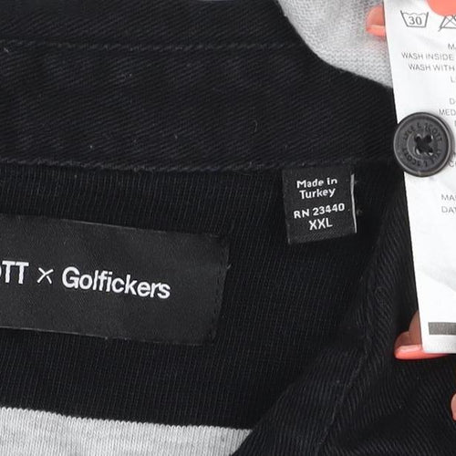 Lyle & Scott x Golfickers Black Grey Striped Rugby Polo XXL
