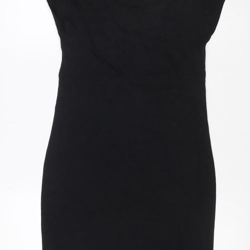 L.O.G.G. Women's Black M Bodycon Jersey Short Sleeve Knee Dress
