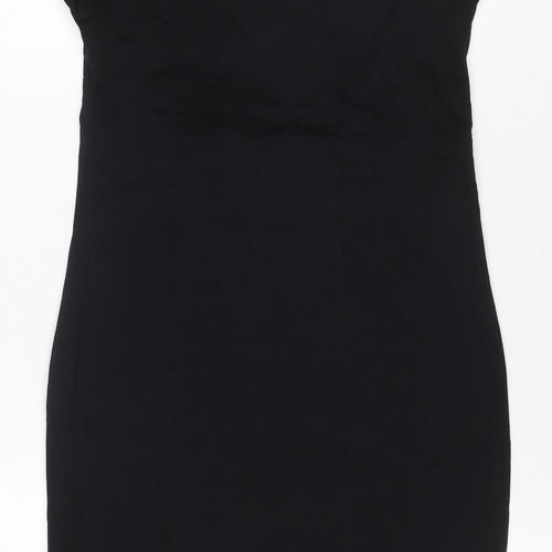 L.O.G.G. Women's Black M Bodycon Jersey Short Sleeve Knee Dress