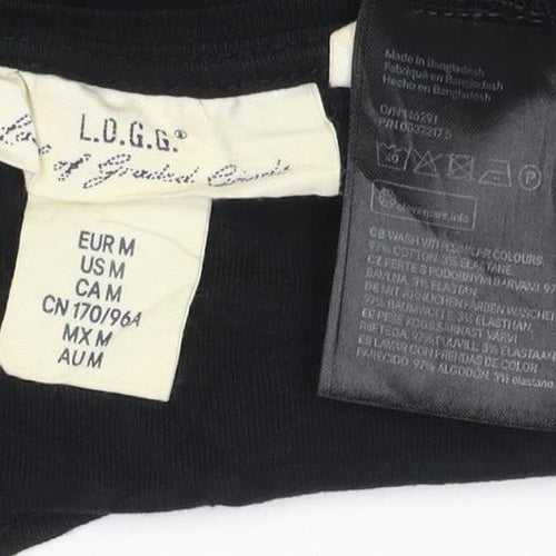 L.O.G.G. Women's Black M Bodycon Jersey Short Sleeve Knee Dress
