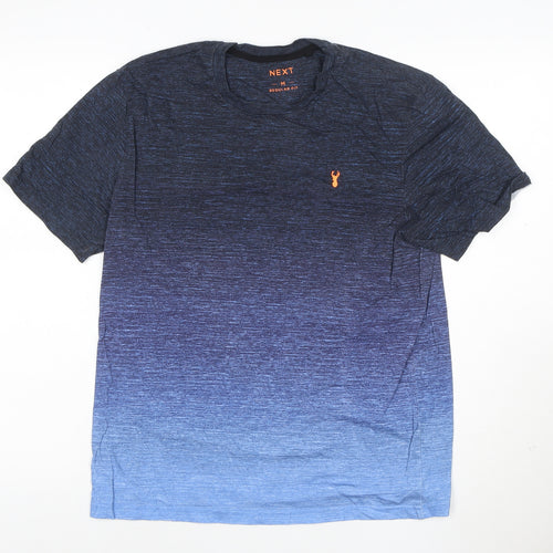 Next Men Blue Ombre Crew Neck Regular Fit Cotton T-Shirt Size M