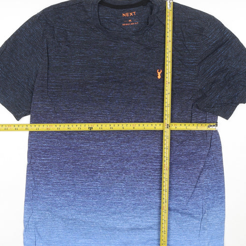 Next Men Blue Ombre Crew Neck Regular Fit Cotton T-Shirt Size M
