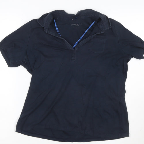 Gerry Weber Women Blue Size 12 Cotton Collared Polo Shirt