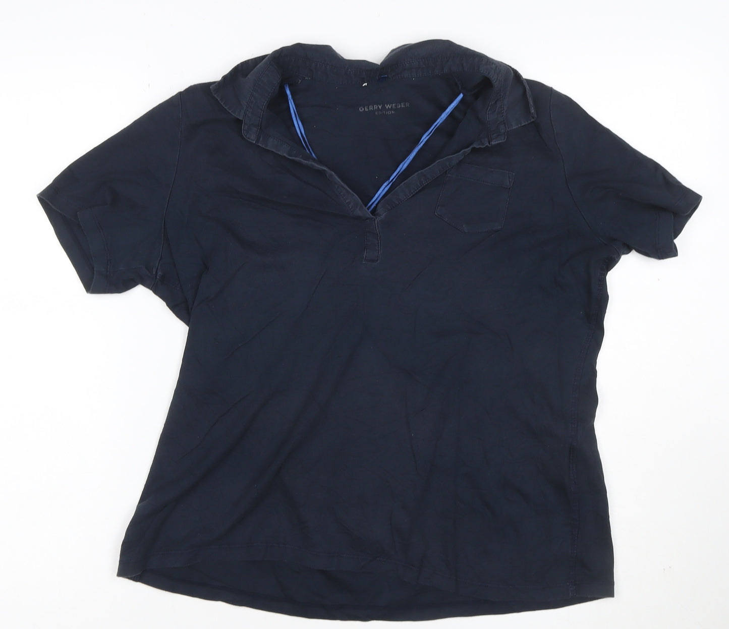Gerry Weber Women Blue Size 12 Cotton Collared Polo Shirt