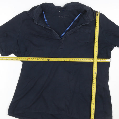 Gerry Weber Women Blue Size 12 Cotton Collared Polo Shirt