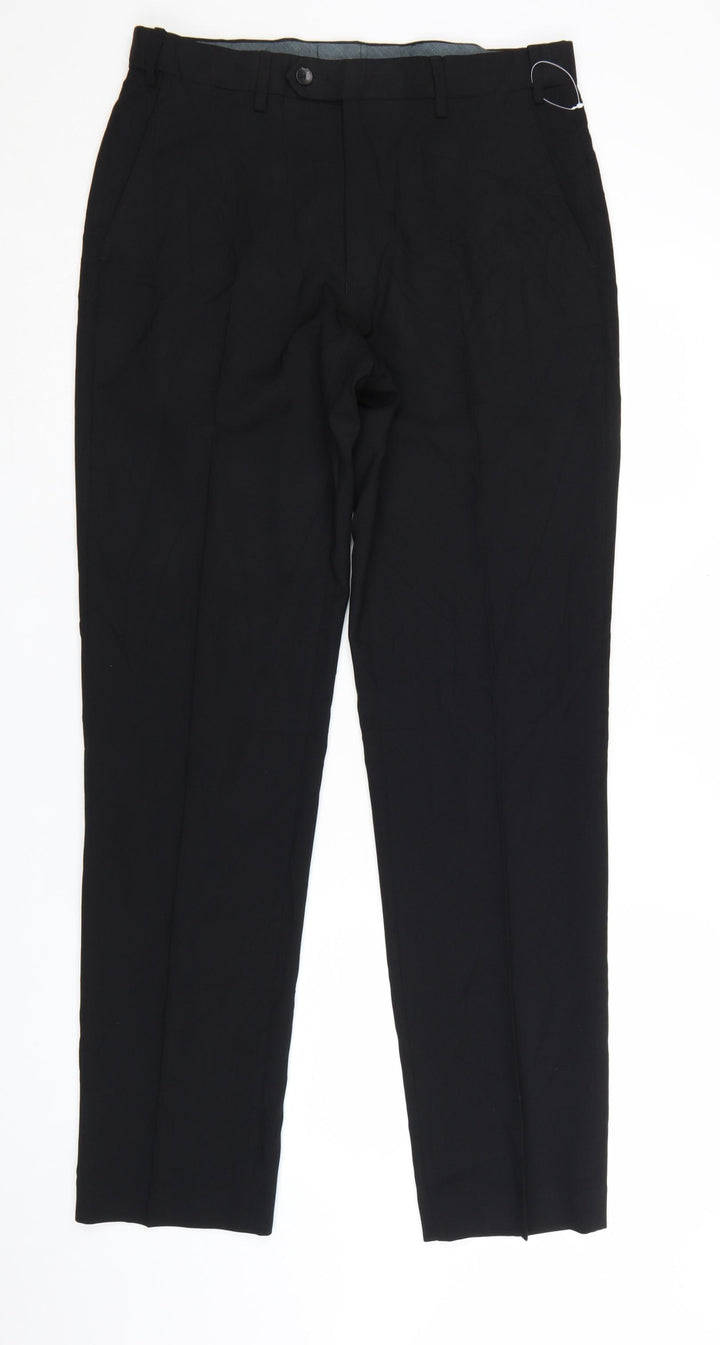 Marks and Spencer Men's Black Regular Fit Dress Trousers 32W 33L