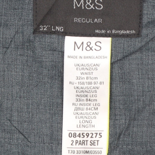 Marks and Spencer Men's Black Regular Fit Dress Trousers 32W 33L