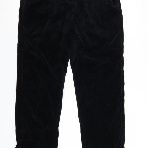 Marks and Spencer Women Black Size 12 Regular Cotton Straight Trousers