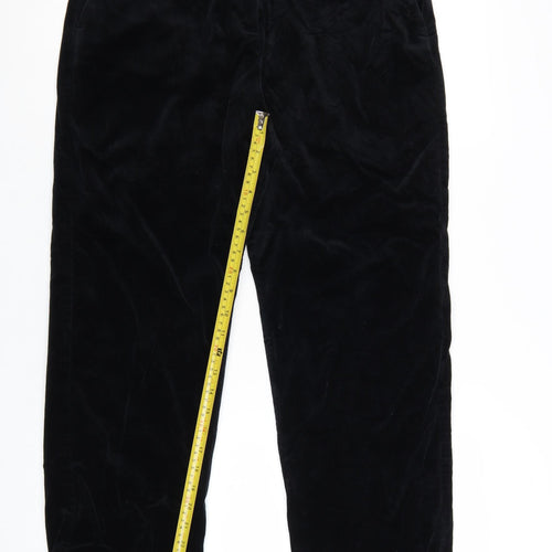 Marks and Spencer Women Black Size 12 Regular Cotton Straight Trousers