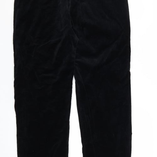 Marks and Spencer Women Black Size 12 Regular Cotton Straight Trousers