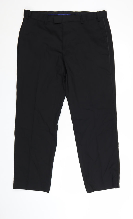 Marks and Spencer Men's Black Regular Fit Wool Blend Dress Pants 36W 29L