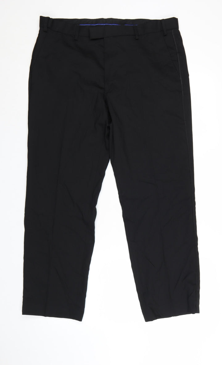 Marks and Spencer Men's Black Regular Fit Wool Blend Dress Pants 36W 29L