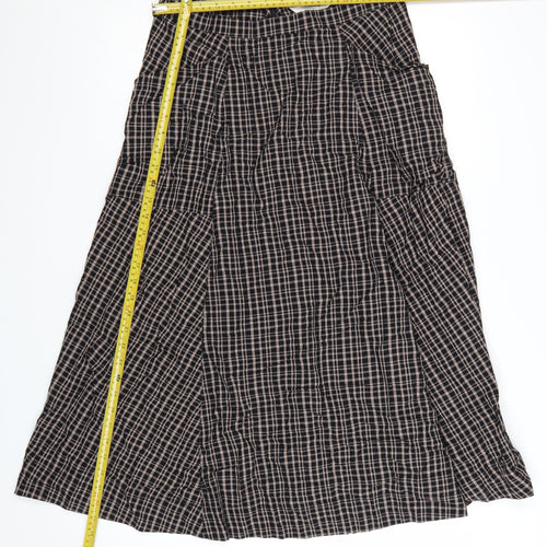 Marks and Spencer Womens Brown Check A-Line Midi Skirt Size 10