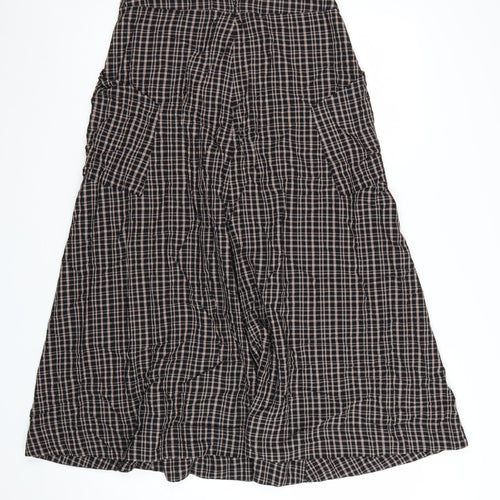 Marks and Spencer Womens Brown Check A-Line Midi Skirt Size 10