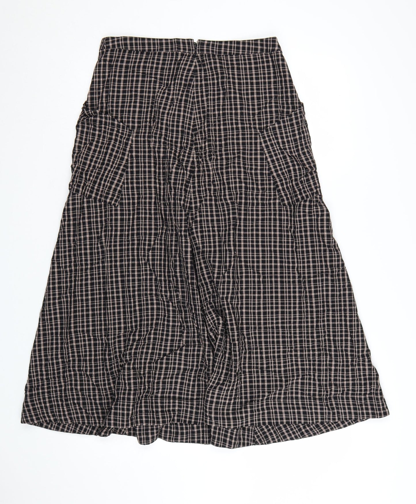 Marks and Spencer Womens Brown Check A-Line Midi Skirt Size 10