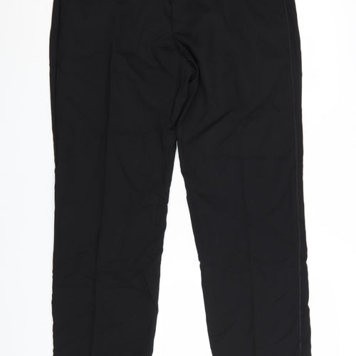 Marks and Spencer Men's Black Regular Fit Wool Blend Dress Trousers 36W 31L