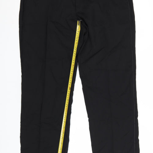 Marks and Spencer Men's Black Regular Fit Wool Blend Dress Trousers 36W 31L