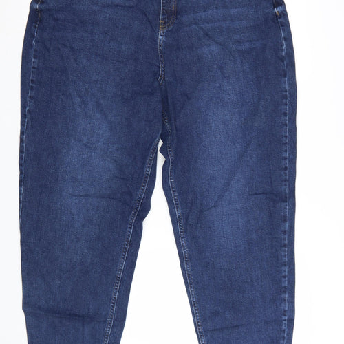 Marks and Spencer Women Blue Size 18 Long Mom Jeans High Waist Denim