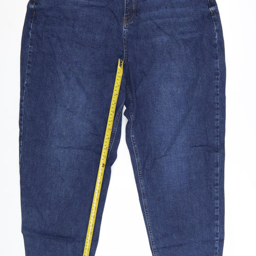 Marks and Spencer Women Blue Size 18 Long Mom Jeans High Waist Denim