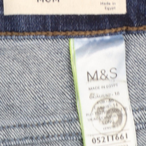 Marks and Spencer Women Blue Size 18 Long Mom Jeans High Waist Denim