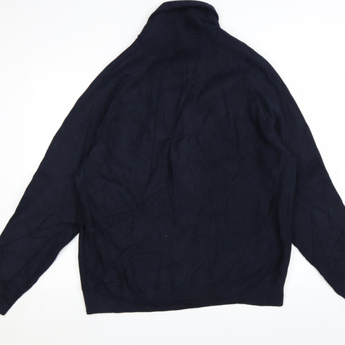 Marks and Spencer Men’s Blue 2XL Cotton Blend Collared Cardigan