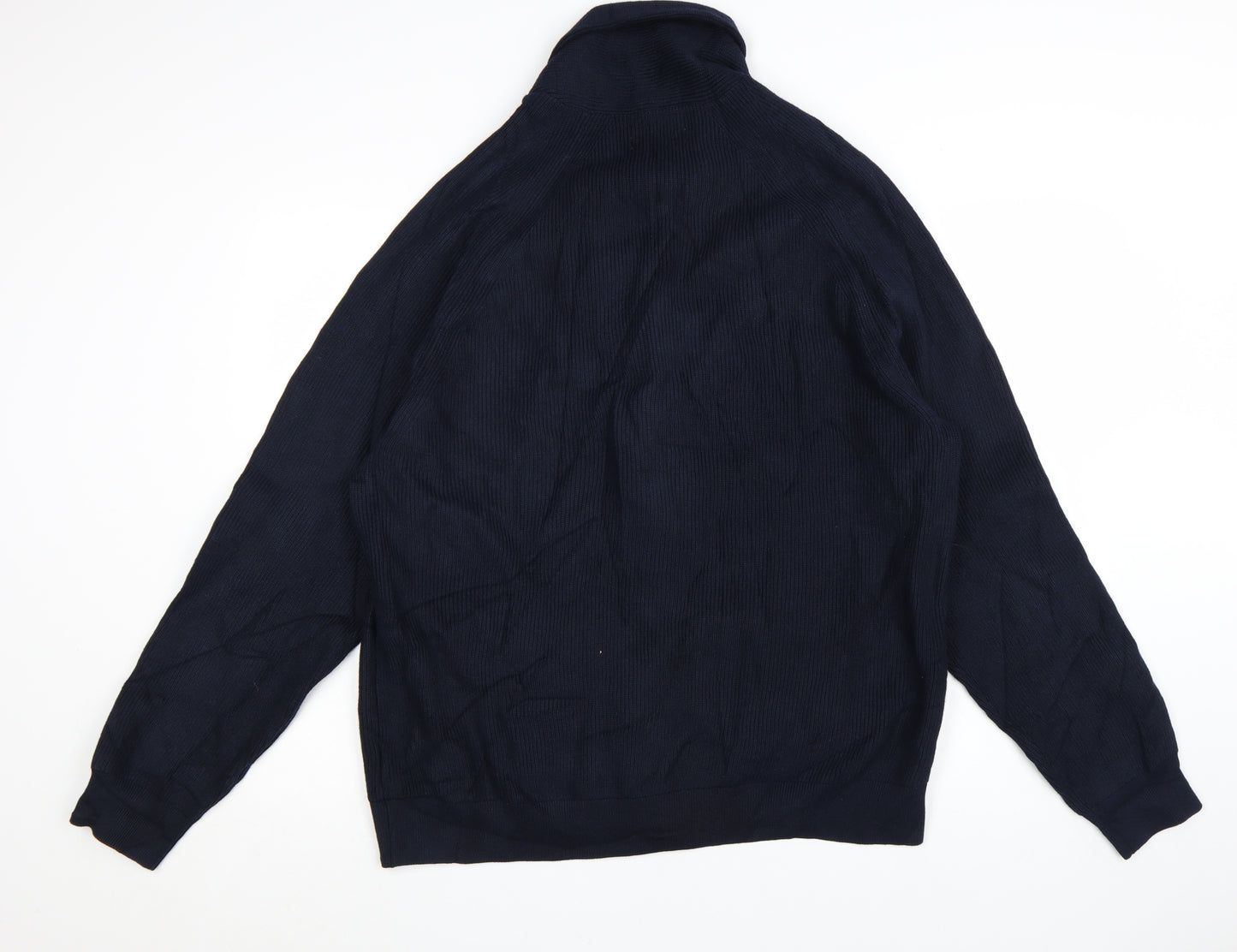 Marks and Spencer Men’s Blue 2XL Cotton Blend Collared Cardigan