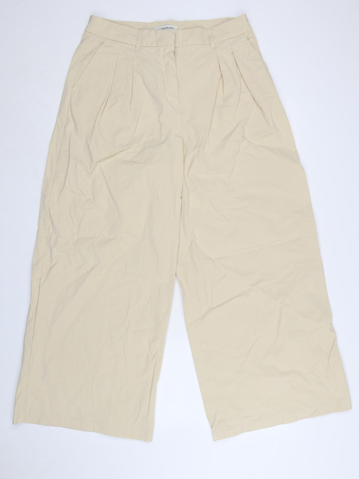 Marks and Spencer Autograph Womens Beige Wide-Leg Trousers Size 14