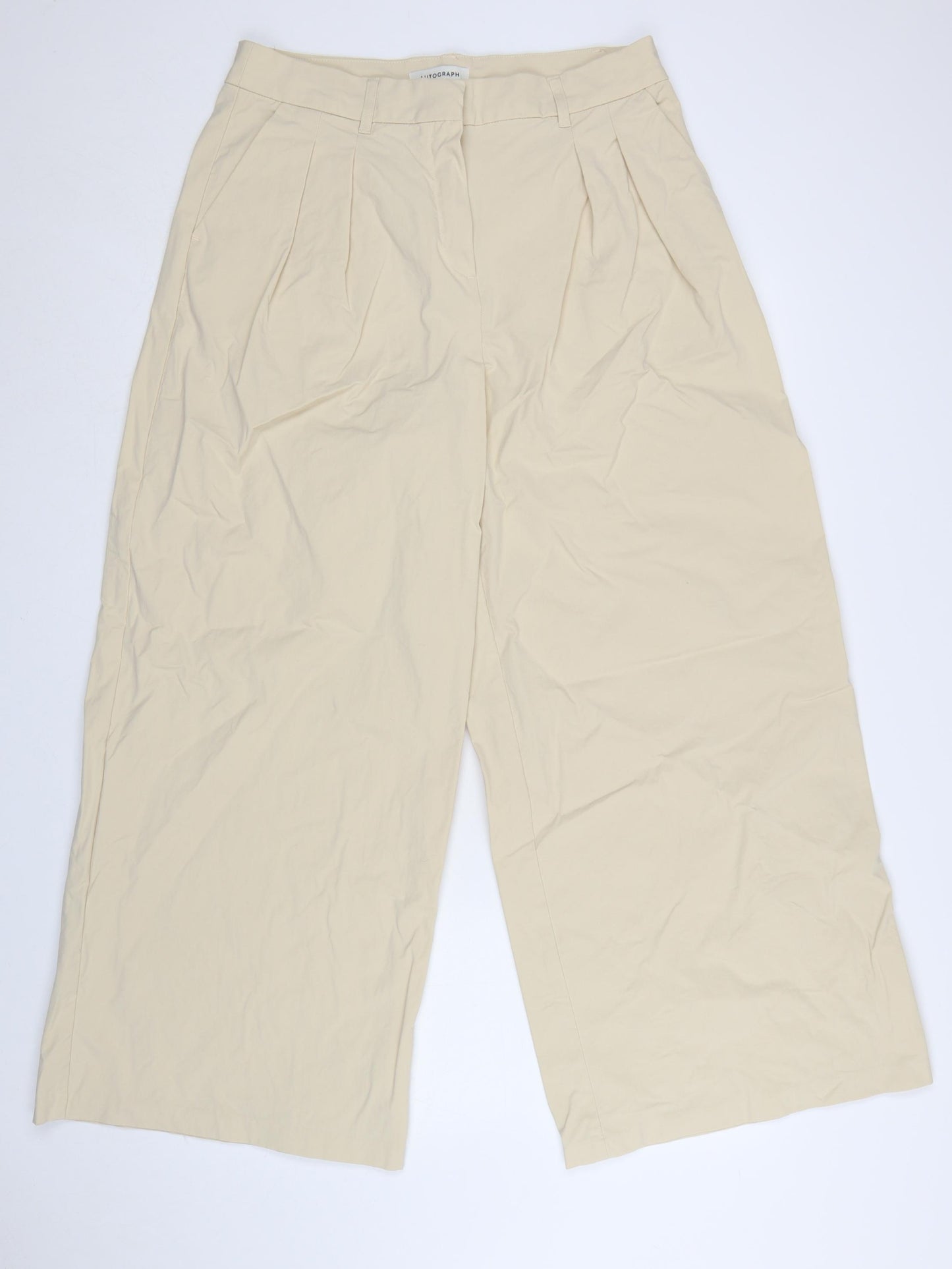 Marks and Spencer Autograph Womens Beige Wide-Leg Trousers Size 14