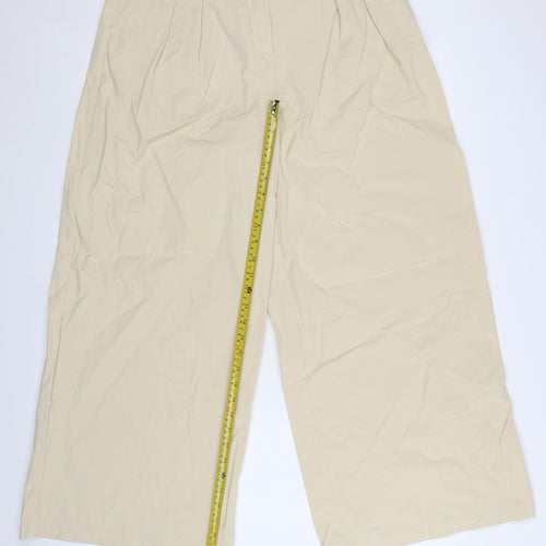 Marks and Spencer Autograph Womens Beige Wide-Leg Trousers Size 14